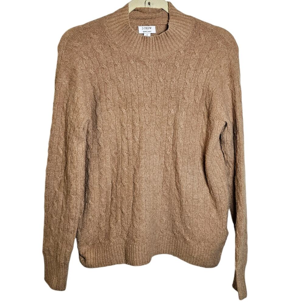 J Crew Sweater Women Small Cable Knit Wool Chunky Soft Brown Cabin Cozy Grandpa